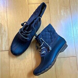 Sperry Saltwater Quilted Duck Rain Boots US 7 Women’s Waterproof Rubber Blue